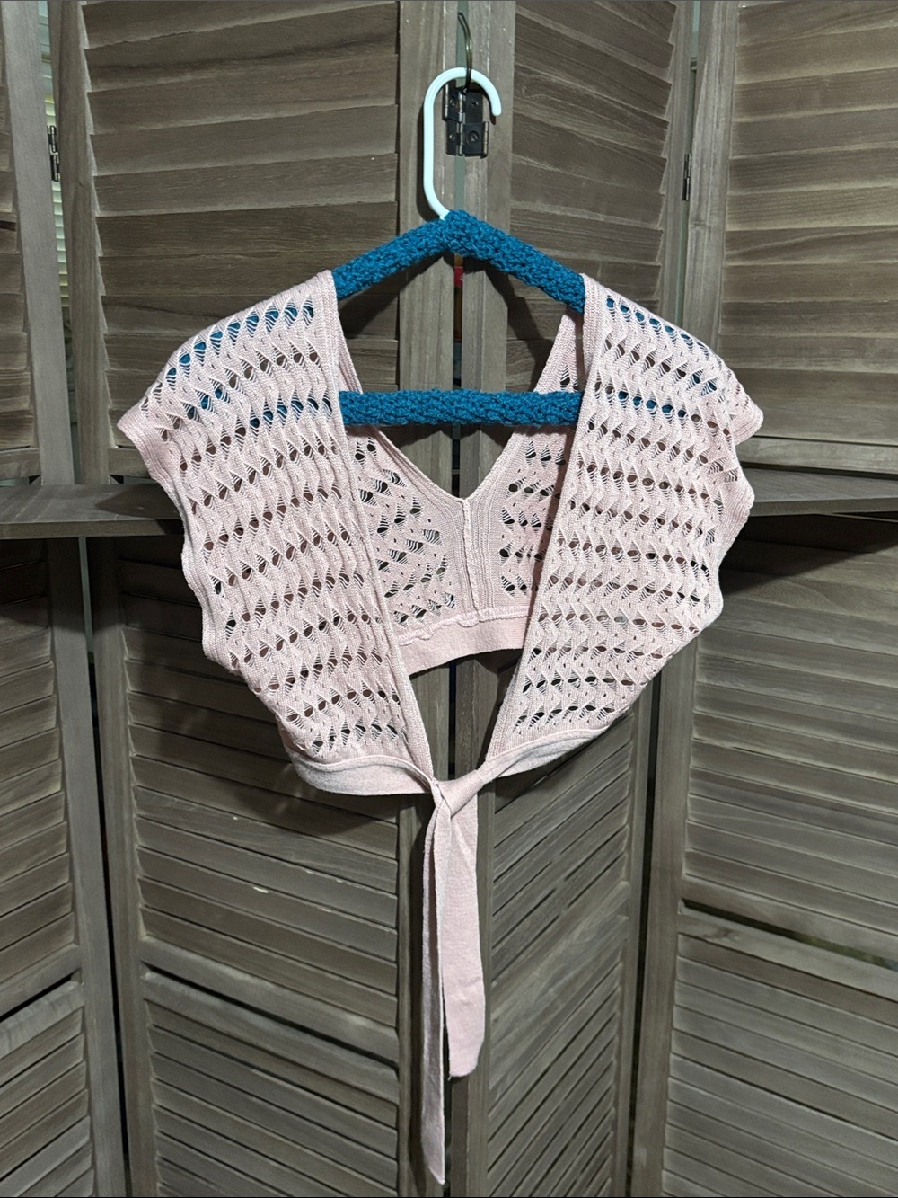 Soft Dusty Rose Crocheted Shrug
